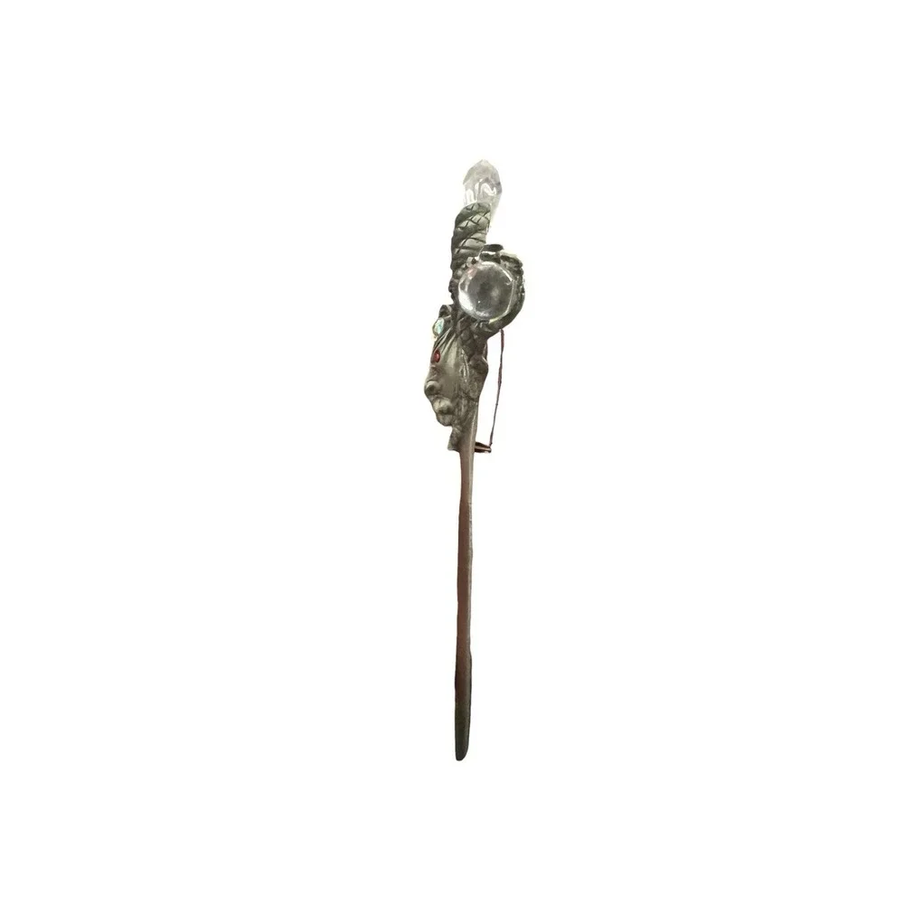 Vtg Serpentine Dragon & Wizard Sword Pewter Tone Pin Medieval Gothic JJ Jonette‎
